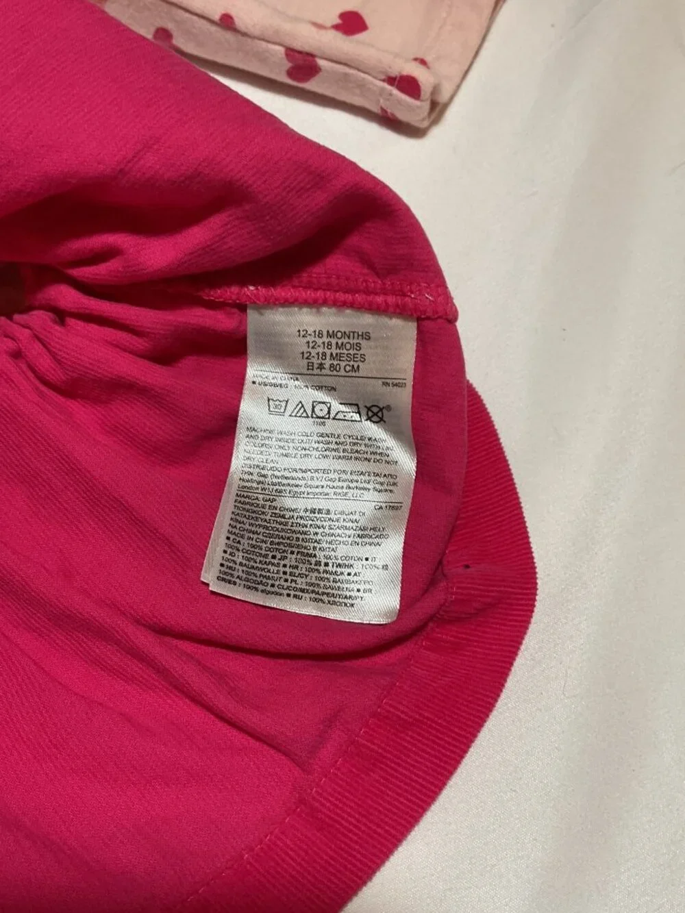 Gap Baby Girls 12-18 Months Pink Heart Bow Long Sleeve Corduroy Bottom Dress